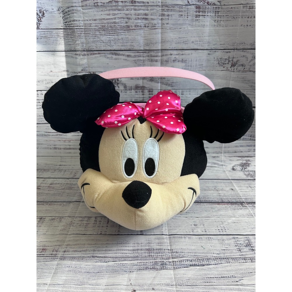 Disney Minnie Mouse Jumbo Basket Trick or Treat Easter Pink Bucket Plush